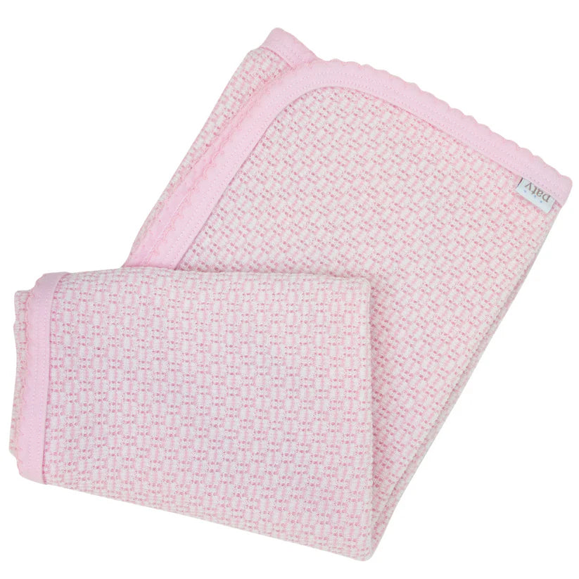 Pink Knit Swaddle Blanket with Pink Pima Trim
