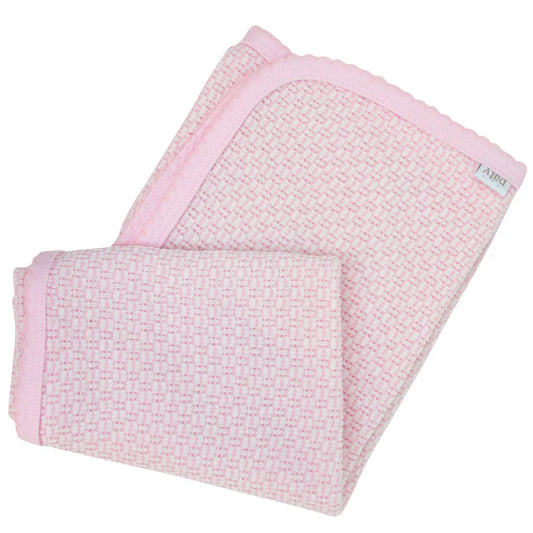 Pink Knit Swaddle Blanket with Pink Pima Trim