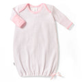 Pink Paty Knit Pinstripe Gown With Pink Pima Trim