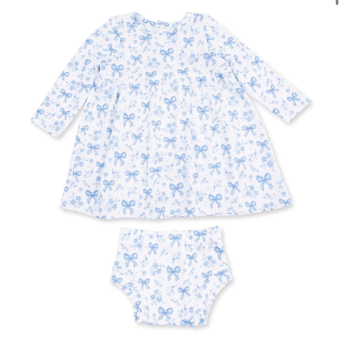 Simple Dress and Bloomers Blue Bows and Flowers