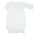 White Paty Knit Overlap Shoulder Gown