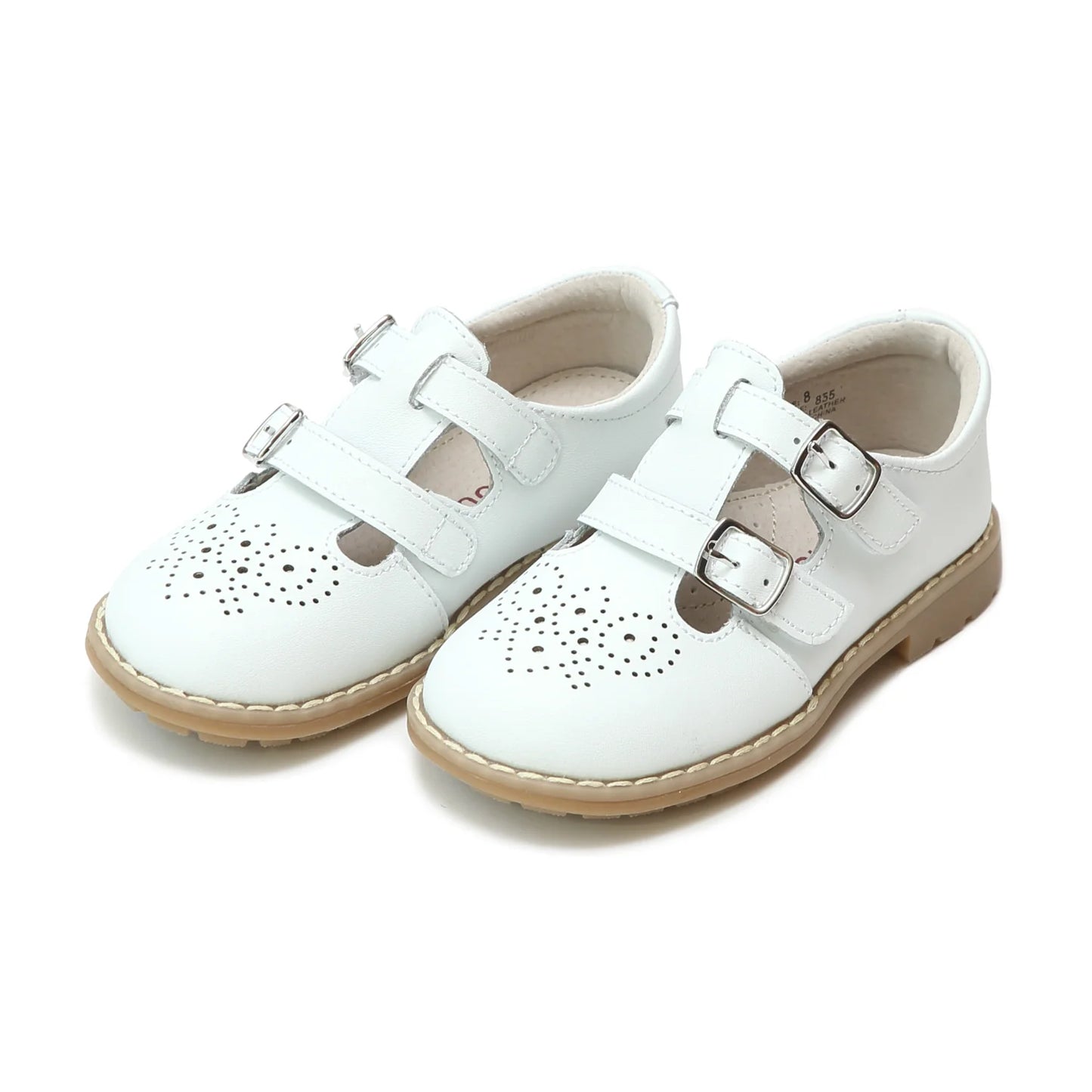 White Beatrix English Double T-Strap Mary Jane Shoe