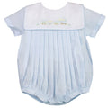 Romper with Train Embroidery in Blue