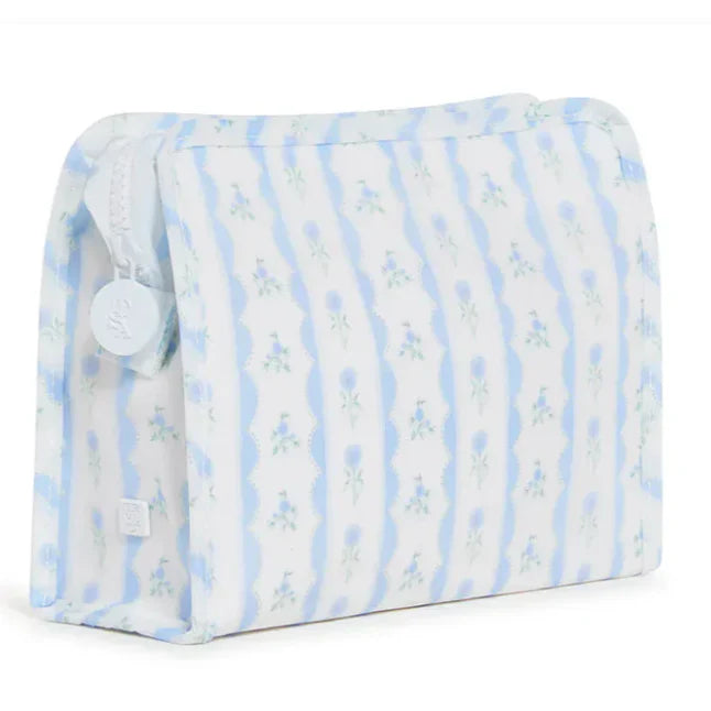 TRVL Large Roadie - Ribbon Floral Blue Zip Pouch