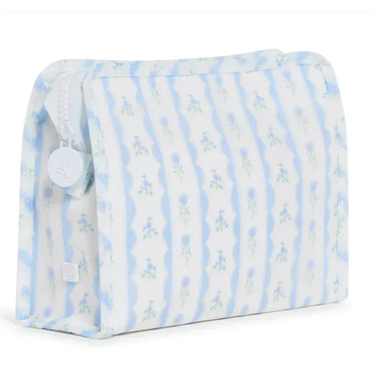 TRVL Medium Roadie - Ribbon Floral Blue Zip Pouch