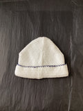 White Knit Saylor Beanie with Navy Trim