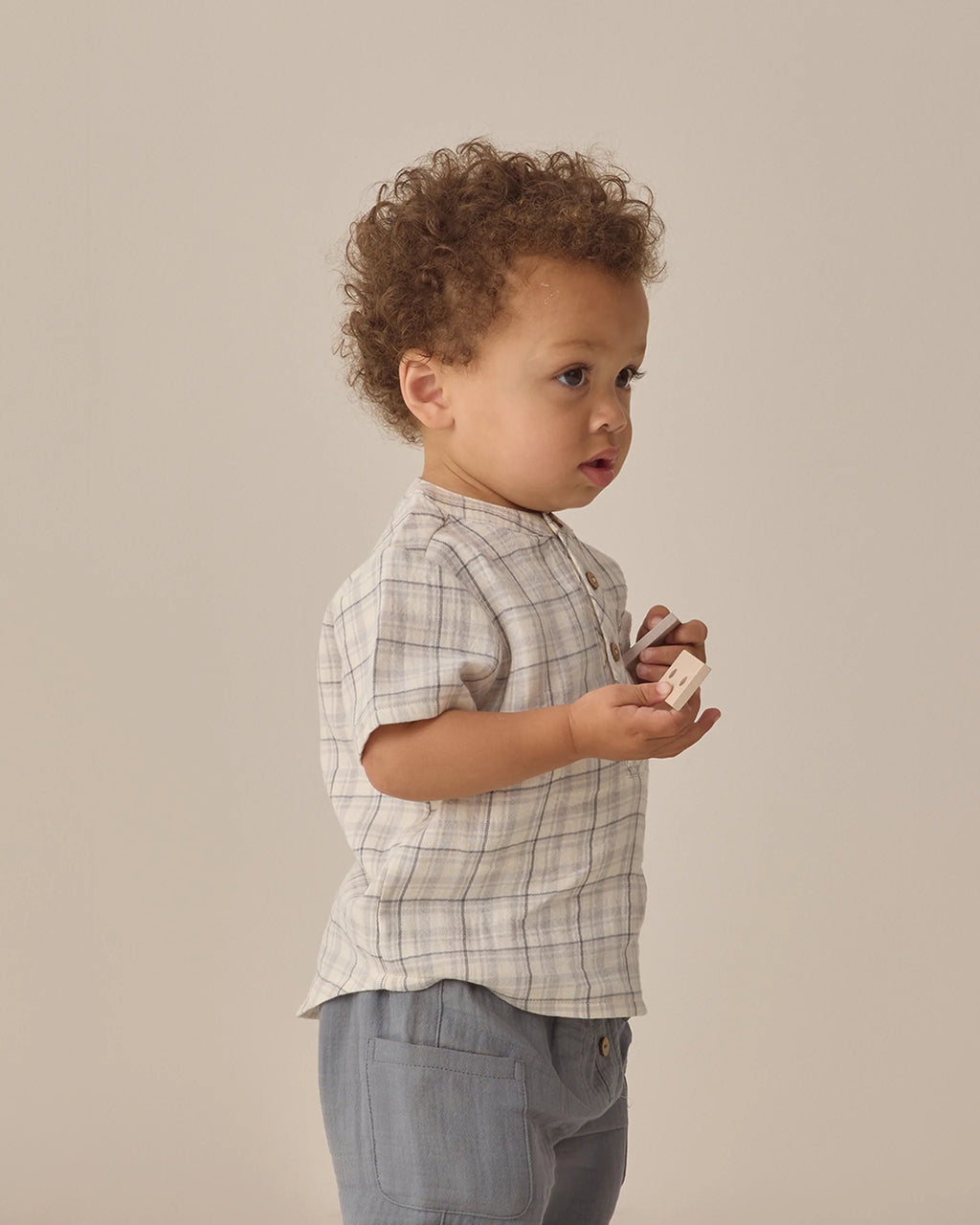 Blue Plaid Jackson Shirt and short set