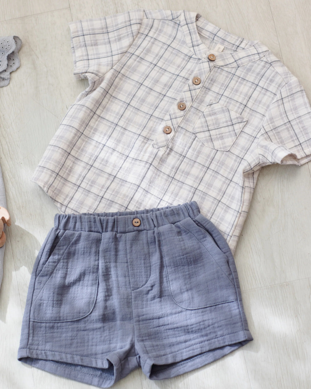 Blue Plaid Jackson Shirt and short set