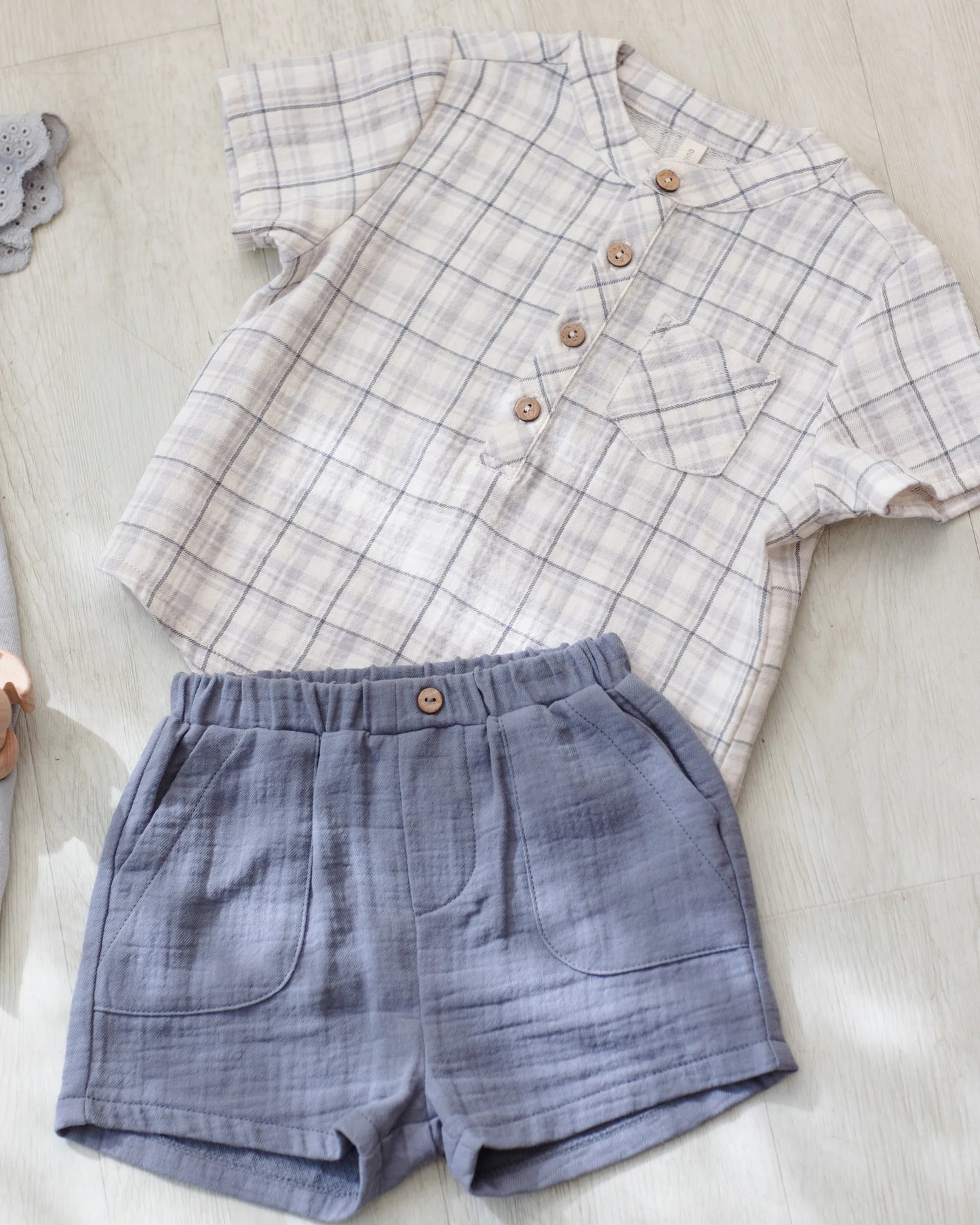 Blue Plaid Jackson Shirt and short set
