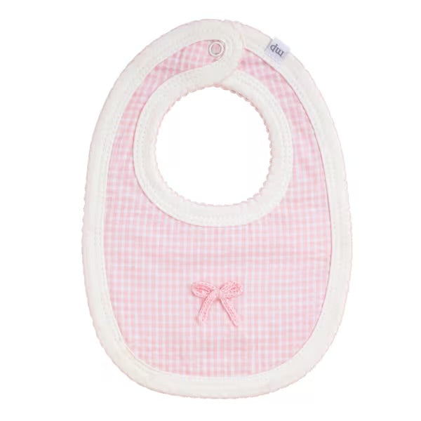 Crochet Bow Gingham Bib