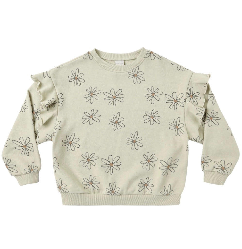 Ruffle Sweatshirt Big Daisy Set with Joggers