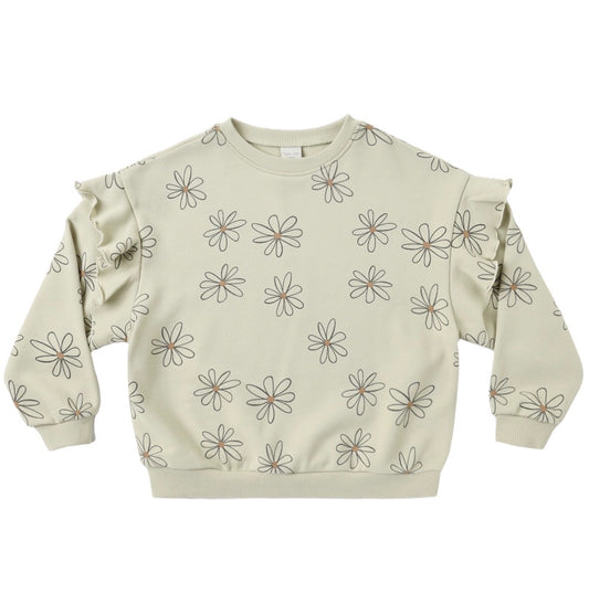Ruffle Sweatshirt Big Daisy Set with Joggers