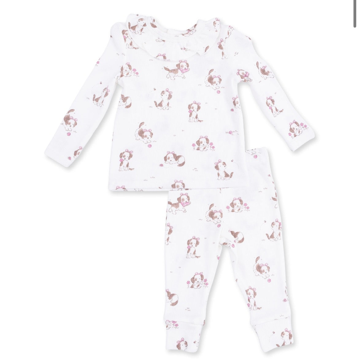 Long Sleeve Ruffle Top and Pant Explorer Puppy Pink