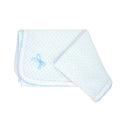 Blue Pinstripe Swaddle Blanket with White Trim