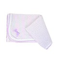 Lavender Pinstripe Knit Blanket with White Trim