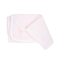 Pink Pinstripe Knit Swaddle Blanket with White Trim