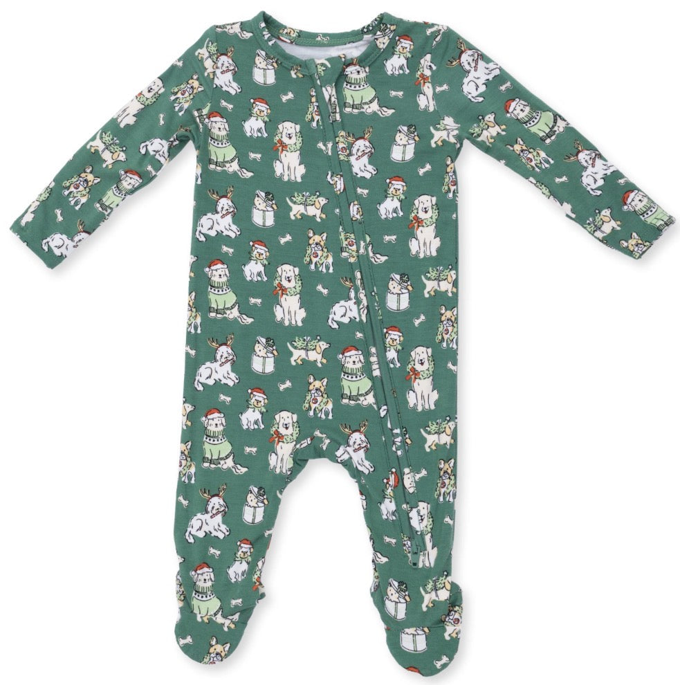Christmas Dogs 2 Way Zipper Footie