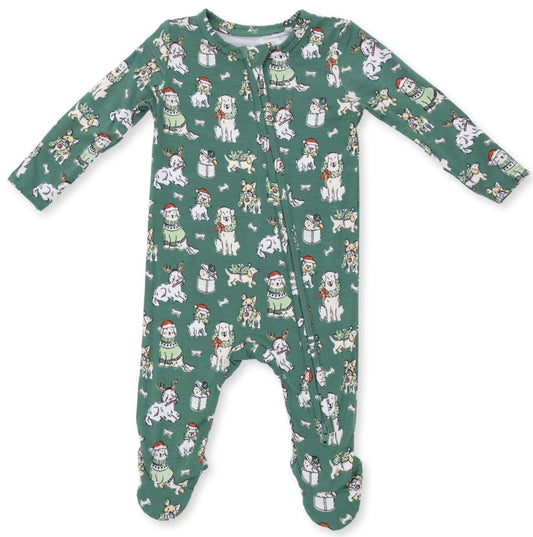 Christmas Dogs 2 Way Zipper Footie