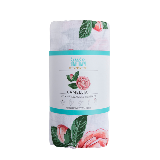 Muslin Swaddle Baby Blanket: Camellia Soft Bamboo Cotton Blend