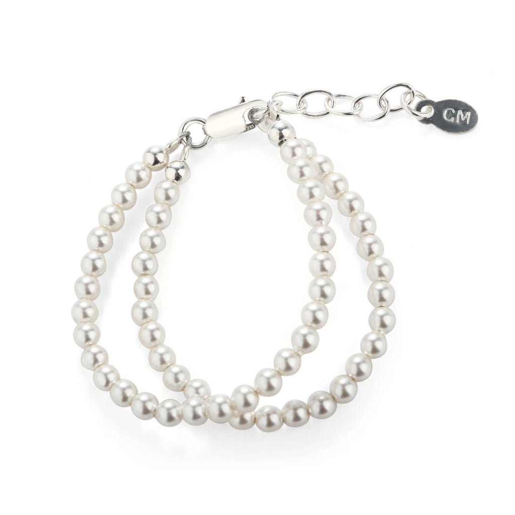 Girls Sterling Silver Double-Strand Kids Pearl Bracelet
