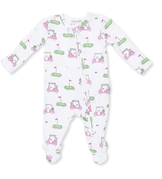 Golf Carts Pink 2 Way Zipper Footie