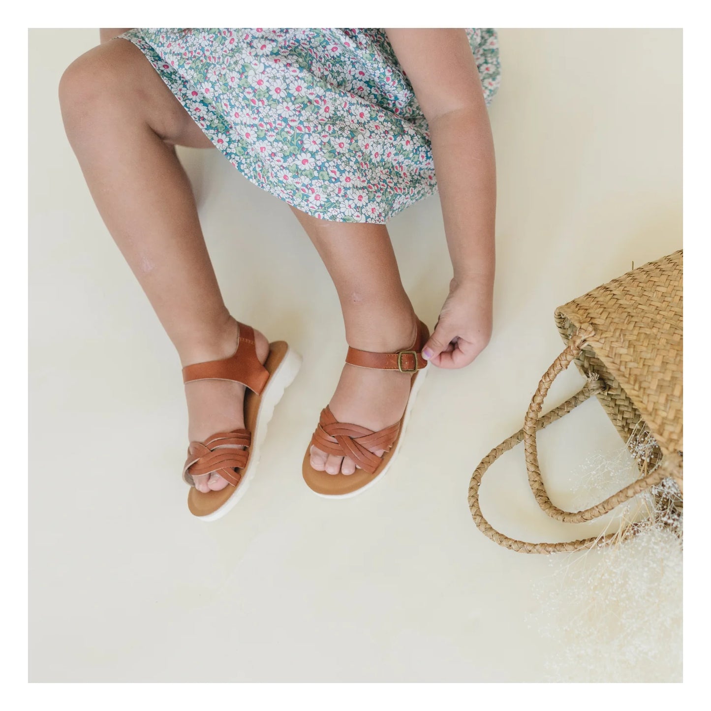 Cognac Athena Braided Sandal