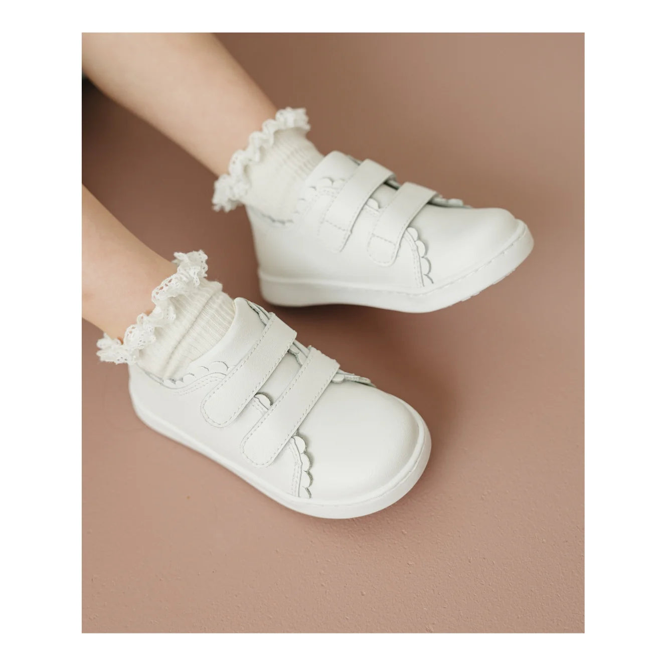 White Caroline Scalloped Sneaker