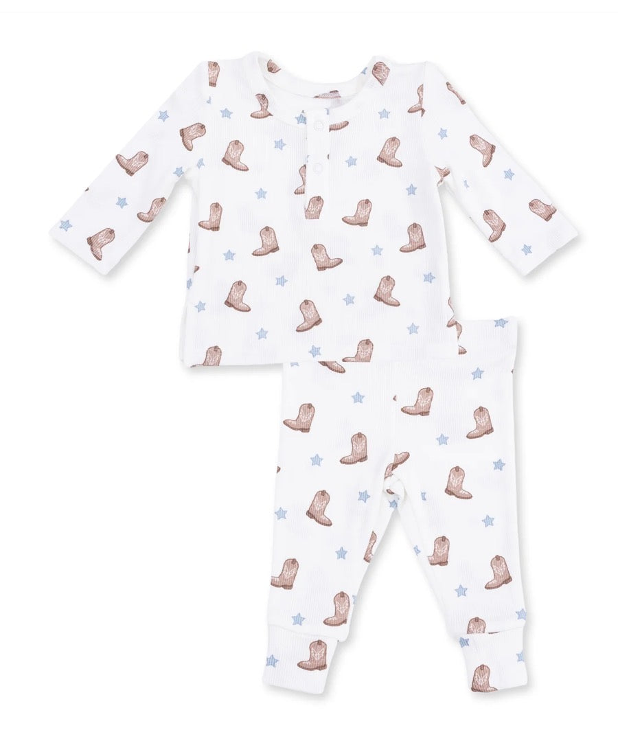 Long sleeve Henley Play set Mini cowboy boots