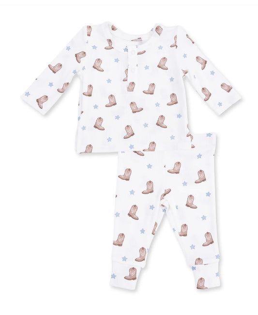 Long sleeve Henley Play set Mini cowboy boots