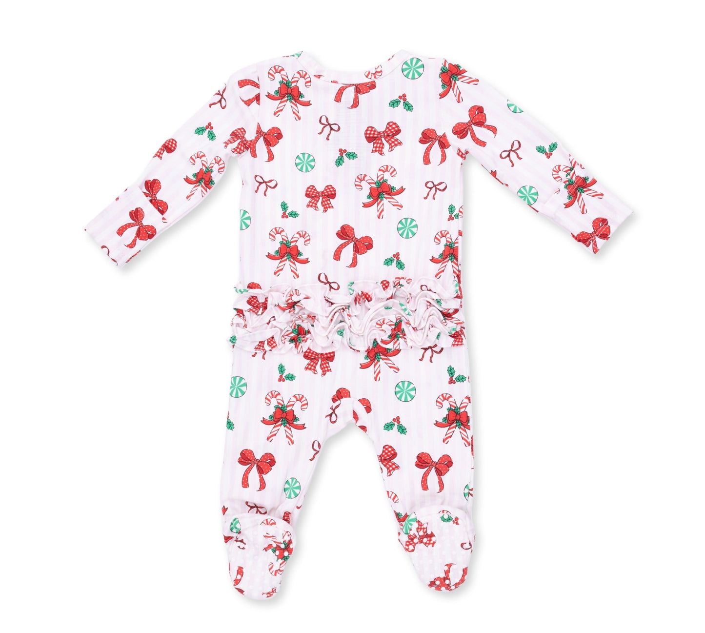 Bows & Candy canes Ruffle Footie