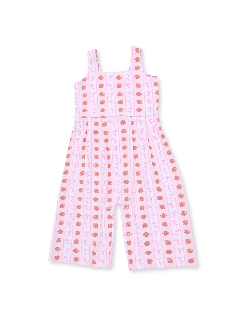 Football Bow Stripe Wide Leg Jumpsuit