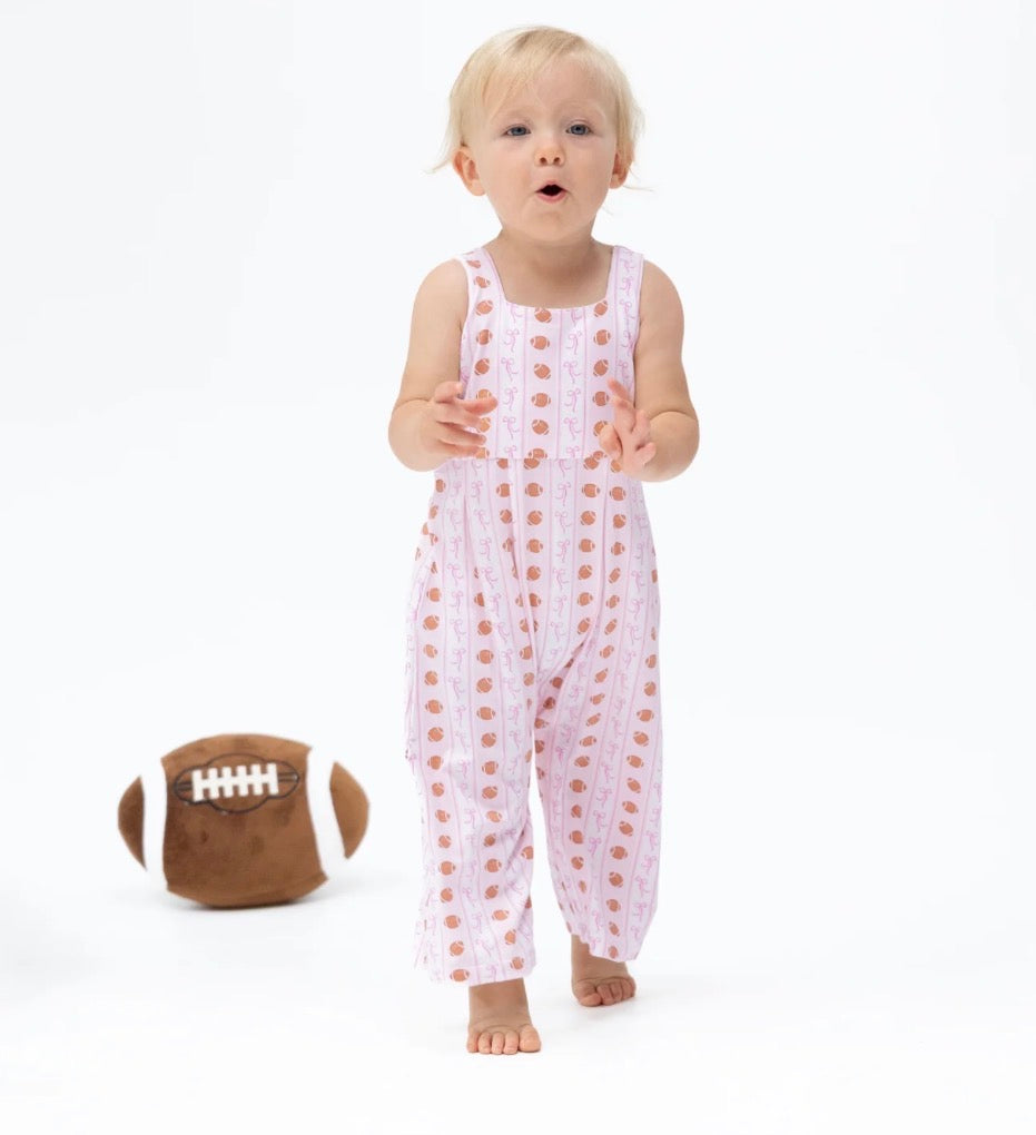 Football Bow Stripe Wide Leg Jumpsuit