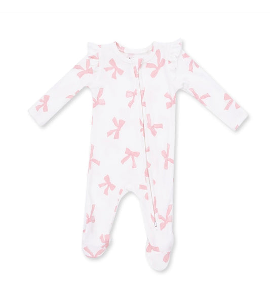 Pretty Bows 2 Way Ruffle Zipper Footie