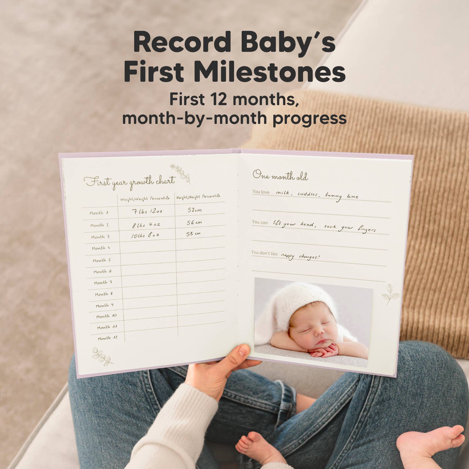 KeaBabies SKETCH Baby First Years Memory Book (Mist Pink)