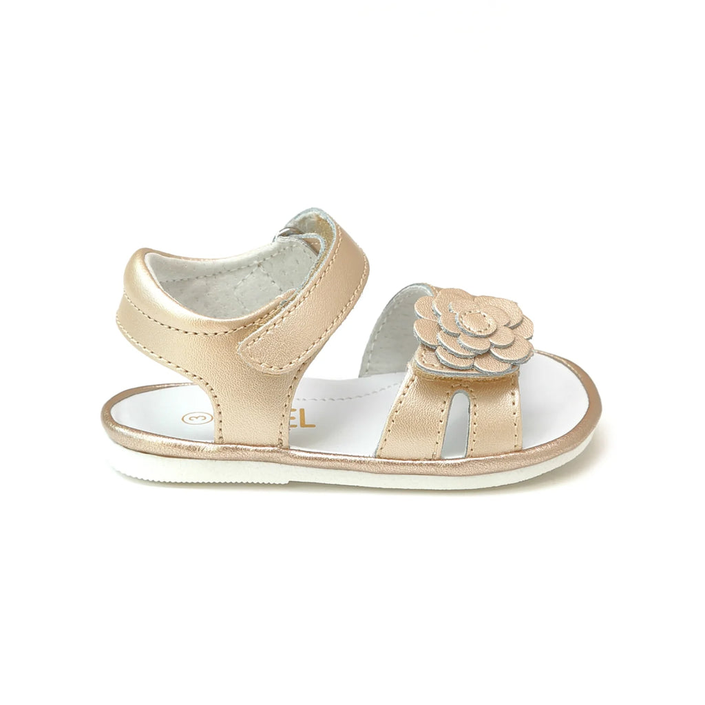 Mila Flower Cutout Sandal (Baby) Champagne K138