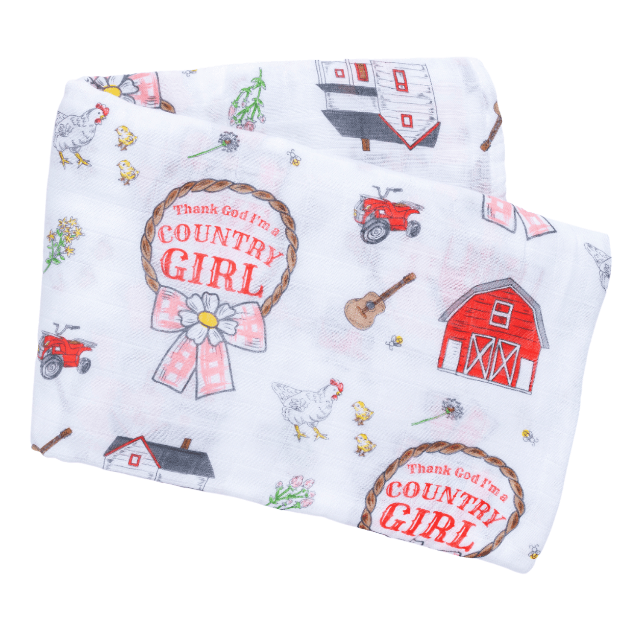Country Girl Muslin Swaddle Receiving Blanket Breathable and Lightweight