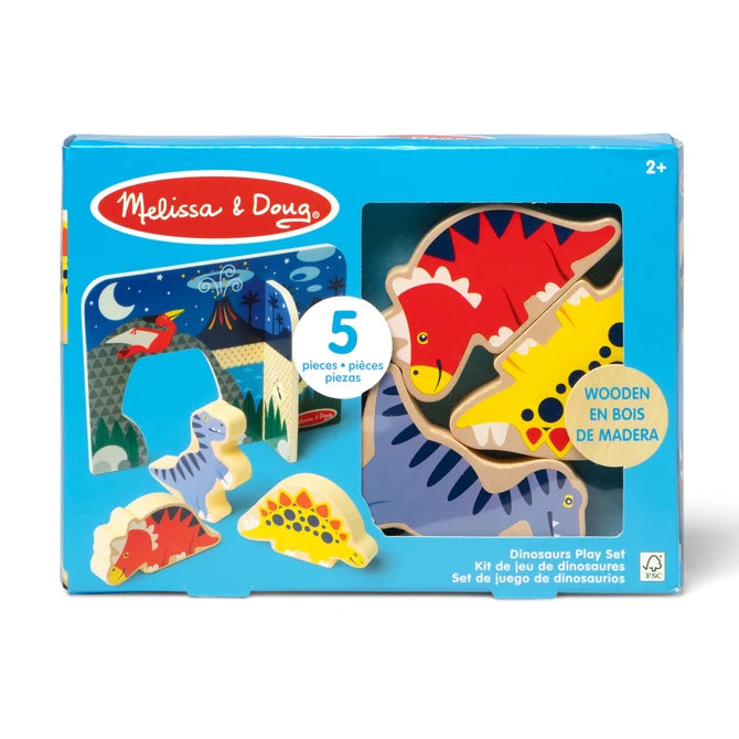 Wooden dinosaur play set