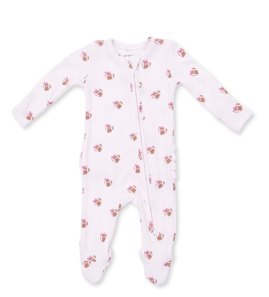 Mini Football Hearts 2 way zipper Footie