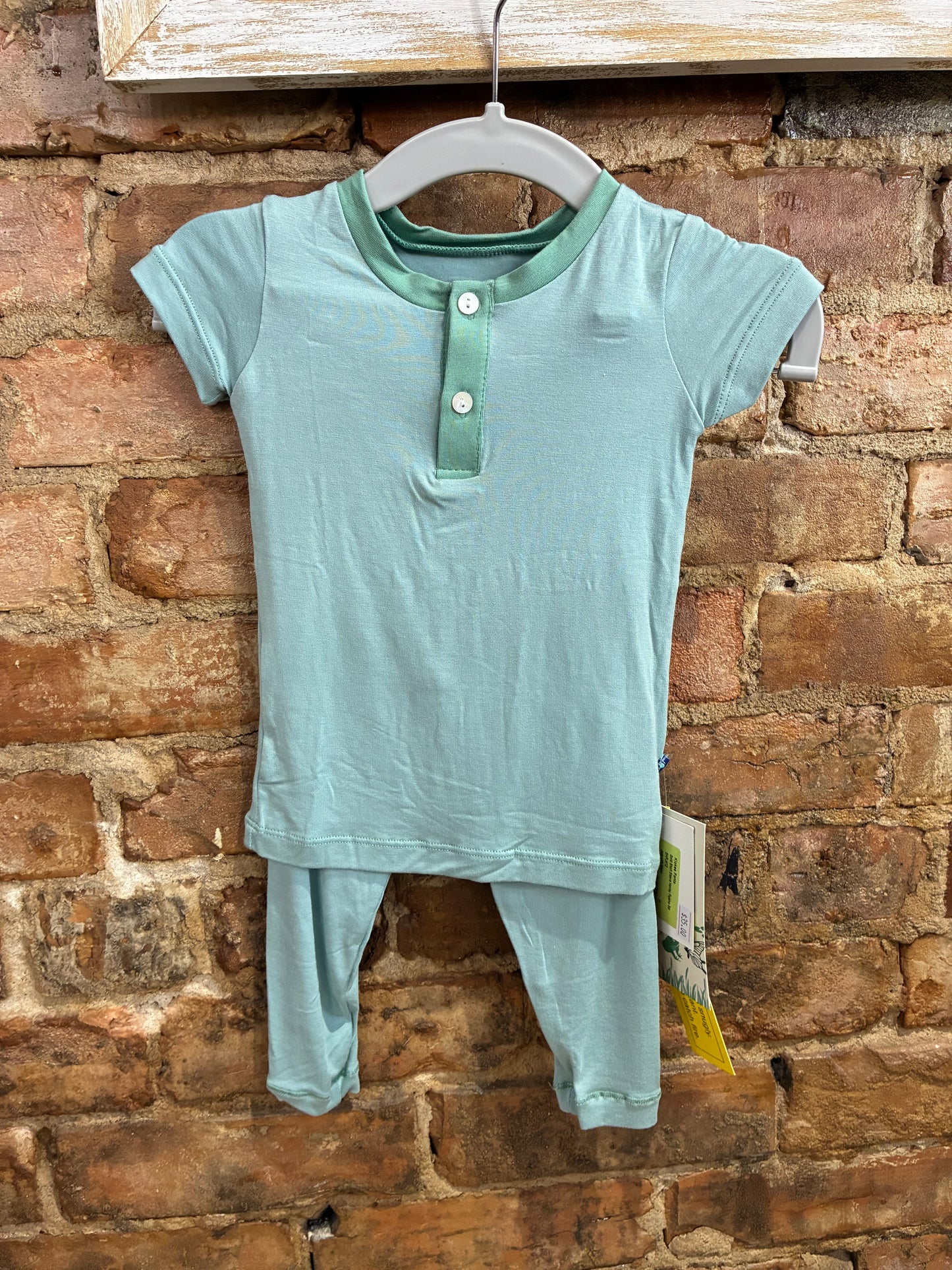 Jade with Shore Solid SS Henley Pajama Set