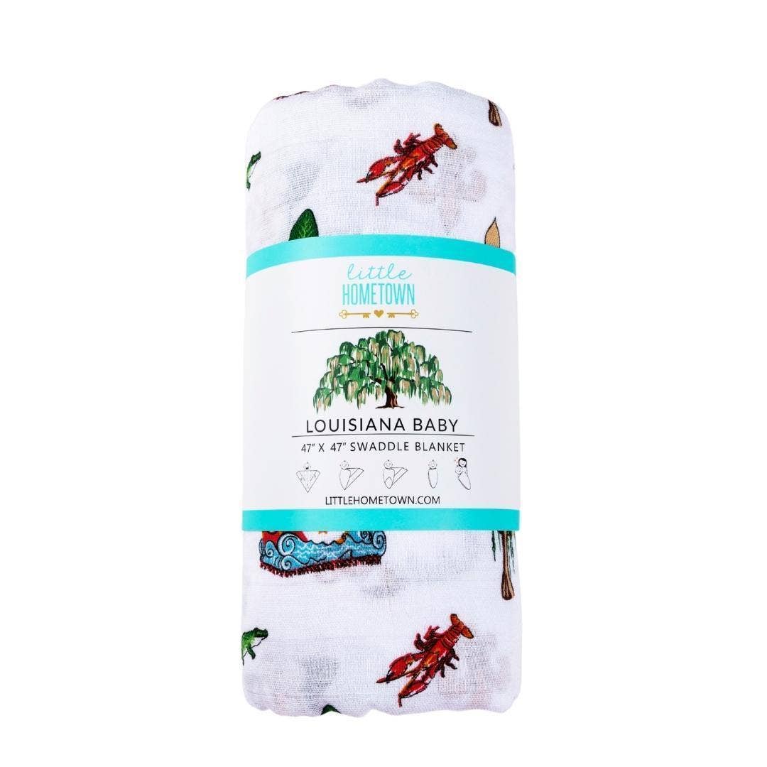 Louisiana Baby Muslin Swaddle Receiving Blanket Made to Grow with Your Little One
