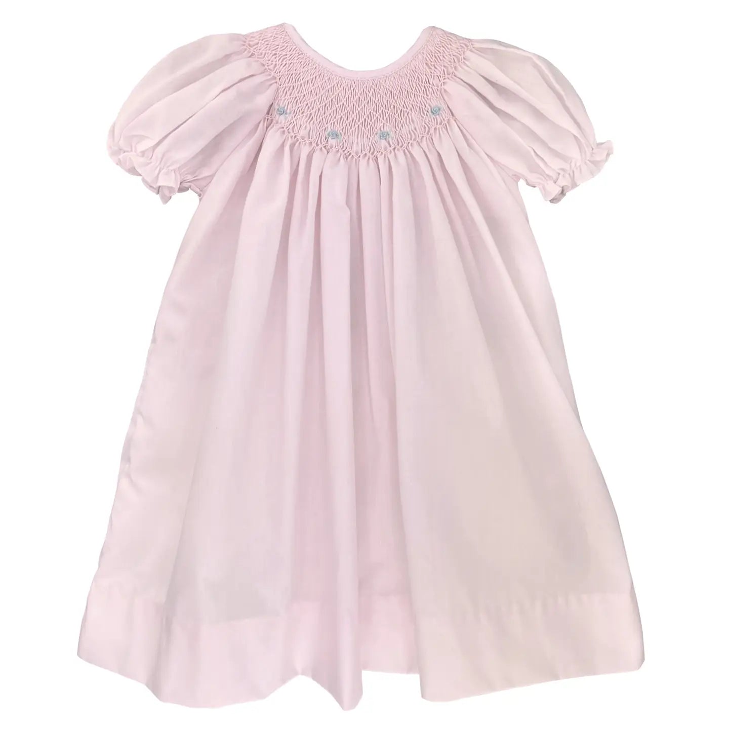 Pink Smocked Daygown with Raglan Embroidery