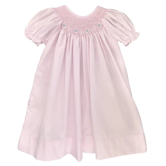 Pink Smocked Daygown with Raglan Embroidery
