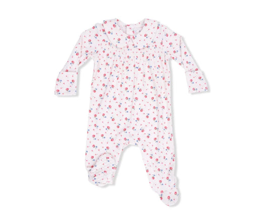 Floral Smocked Peter Pan Snap Footie