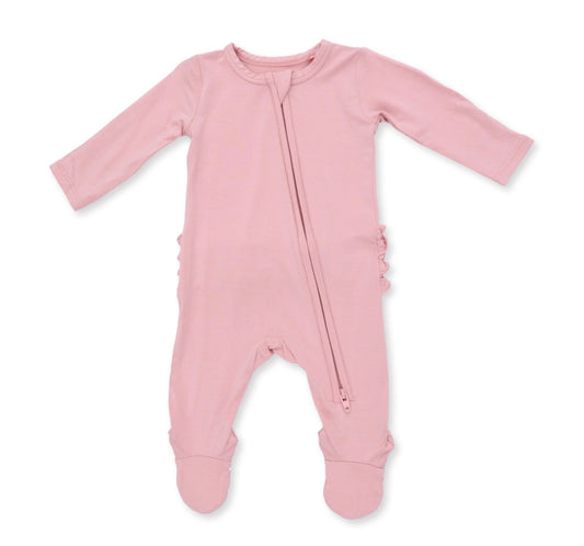 Solid Mellow Rose 2 Way Ruffle footie