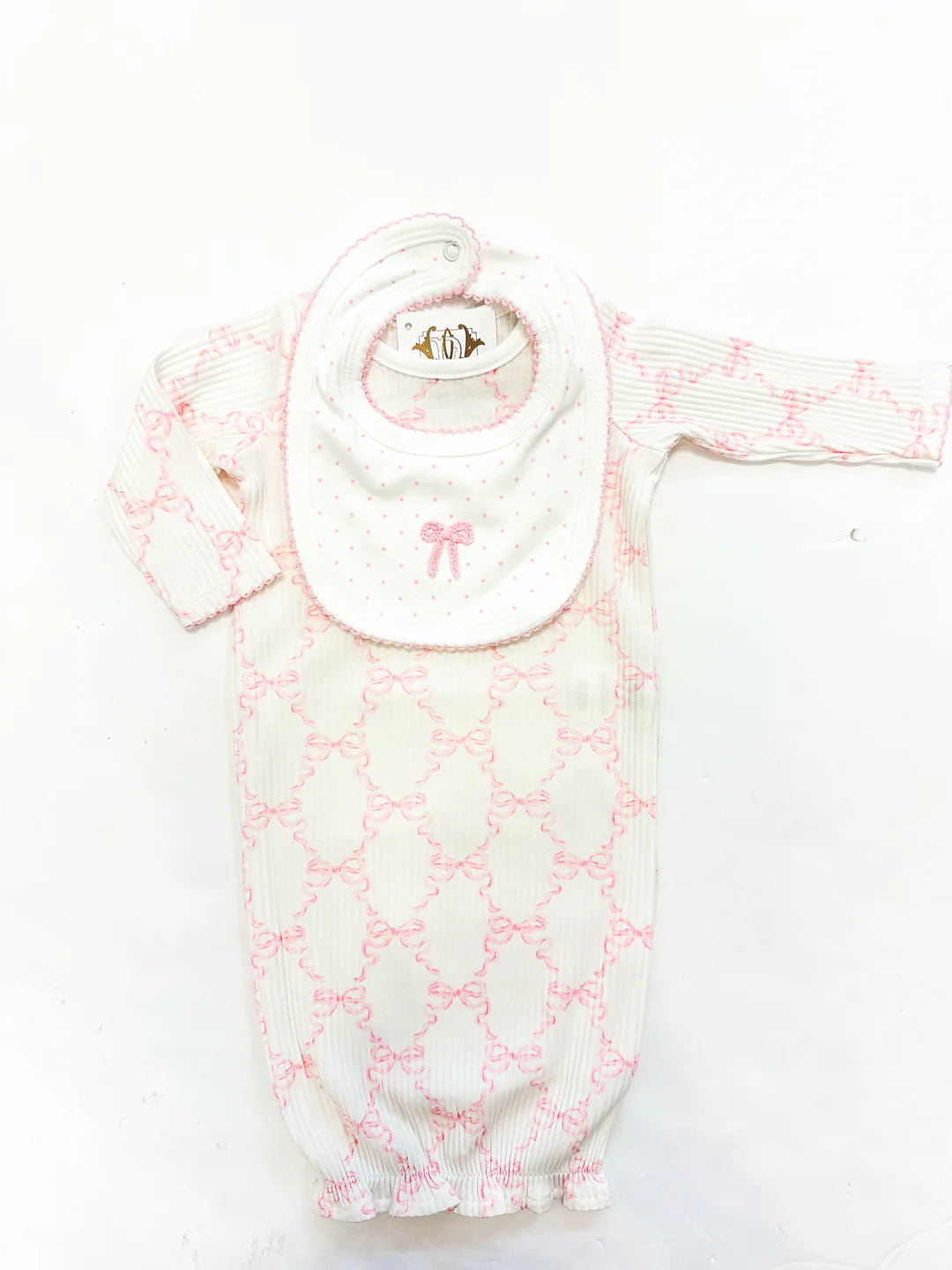Bow Print Bib and Gown Set