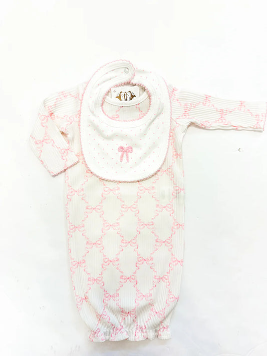 Bow Print Bib and Gown Set