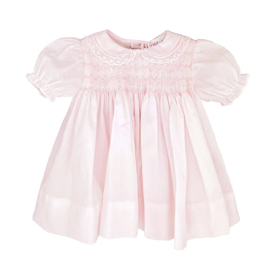FULLY SMOCKED DRESS WITH LACE