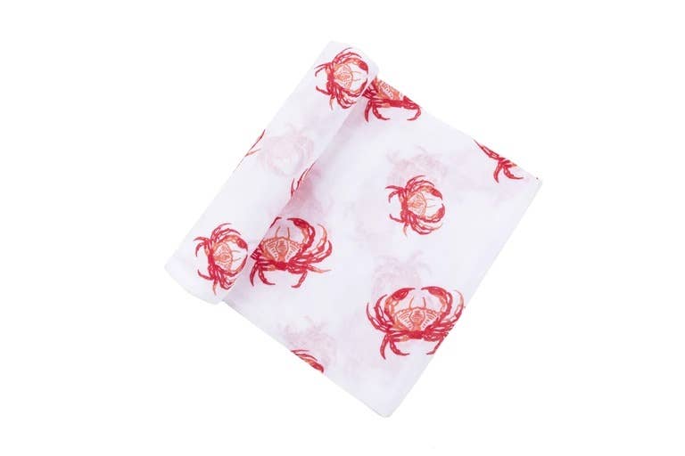 Pink Crab Baby Muslin Swaddle Receiving Blanket Made to Grow with Your Little One