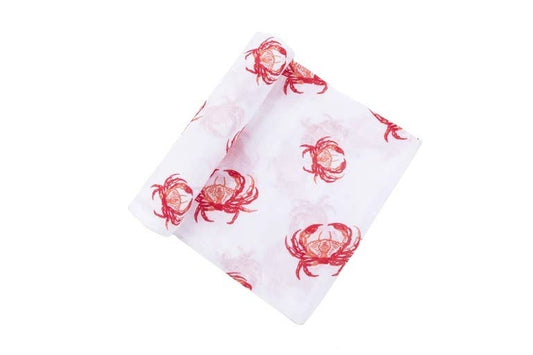Pink Crab Baby Muslin Swaddle Receiving Blanket Made to Grow with Your Little One