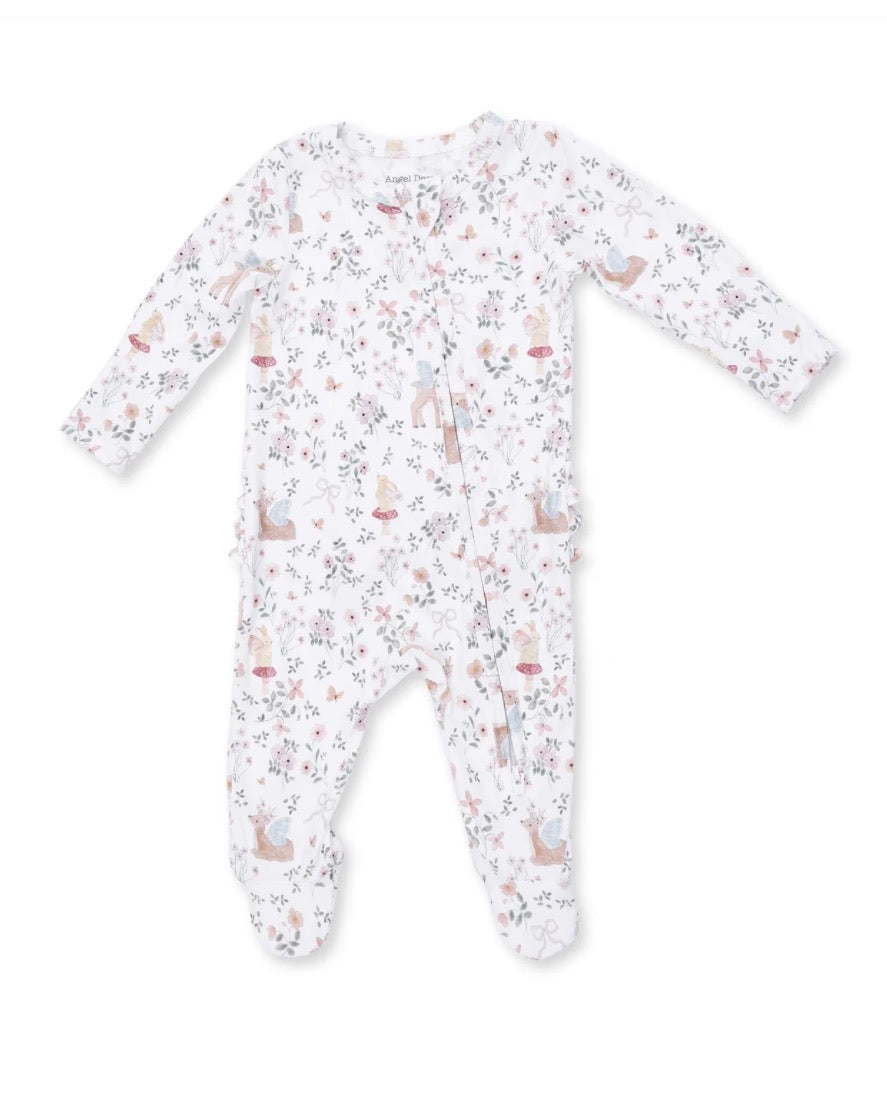 Enchanted Woodland 2 Way Ruffle Back Zipper Footie